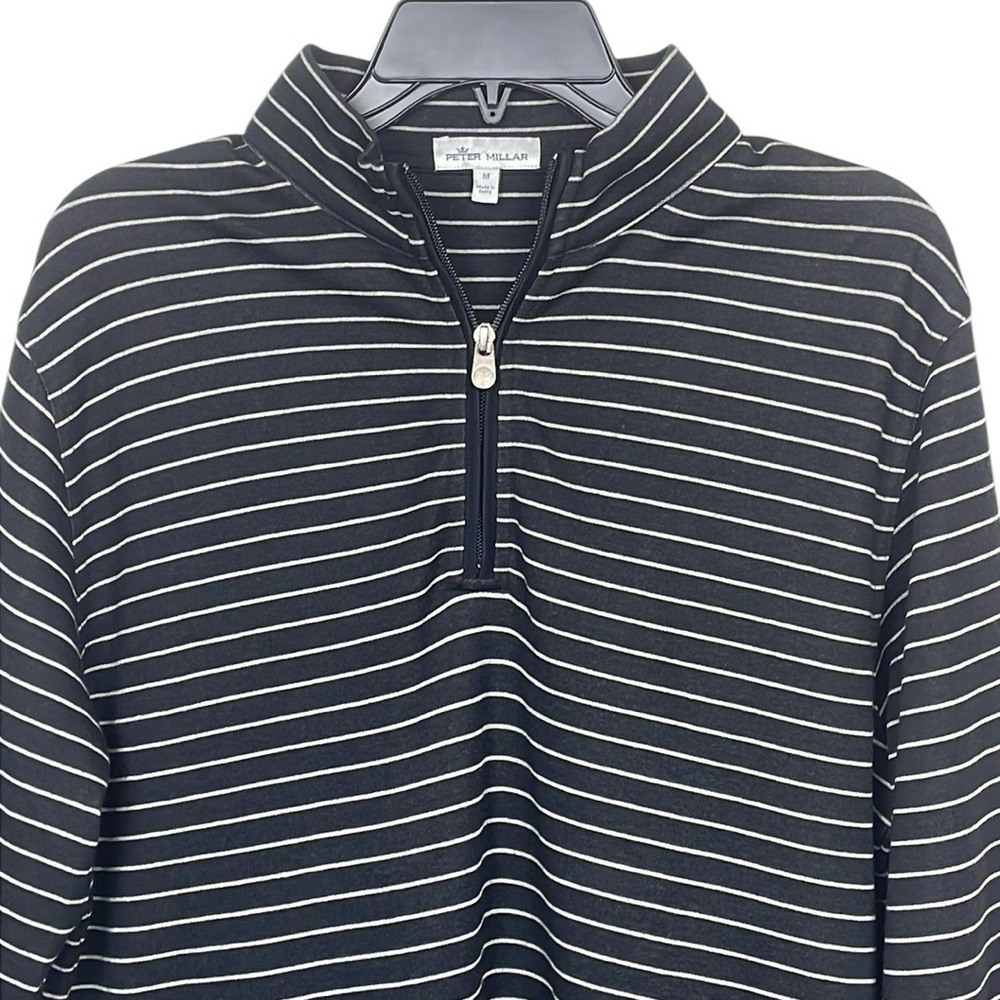 EUC Peter Millar Men’s Crown Comfort Halifax 1/4 Zip Striped Pullover Size M